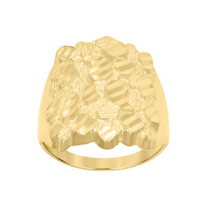 925 Sterling Silver Yellow-Tone Mens Diamond-Cut Nugget Fashion Ring Size 12
